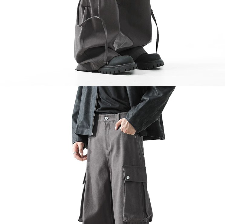 American Hip-Hop Cargo Workwear Pants with Belt