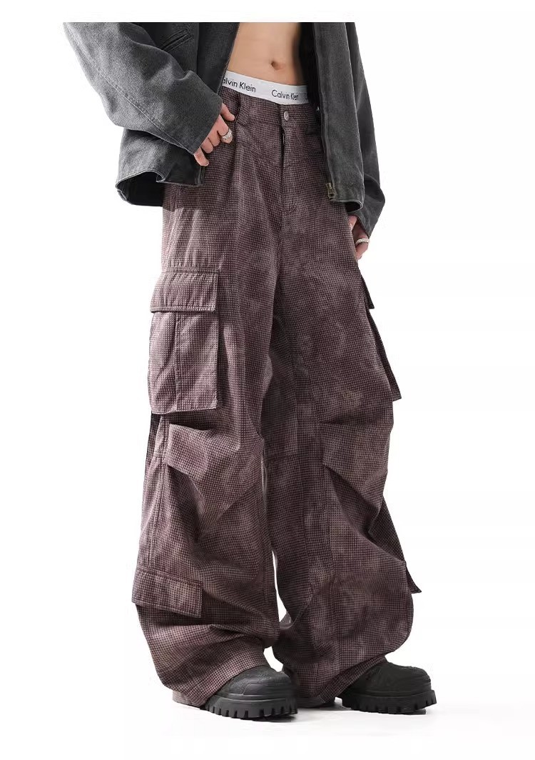 Textured Pleated Multi-Pocket Cargo Pants - Unisex Textured Pleated Multi-Pocket Cargo Pants - Unisex