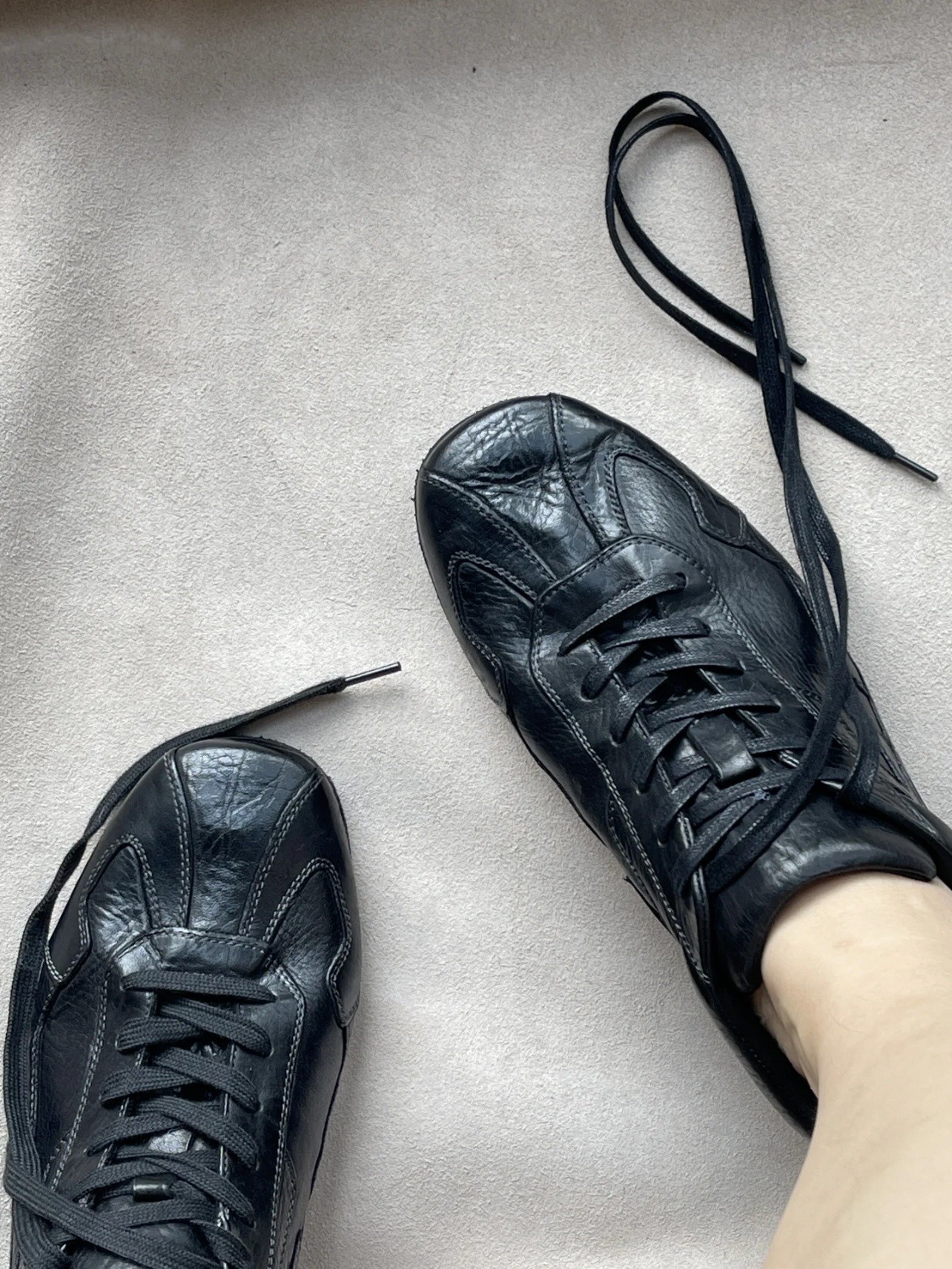 Handcrafted Washed Leather Casual Flat Lace-Up Shoes