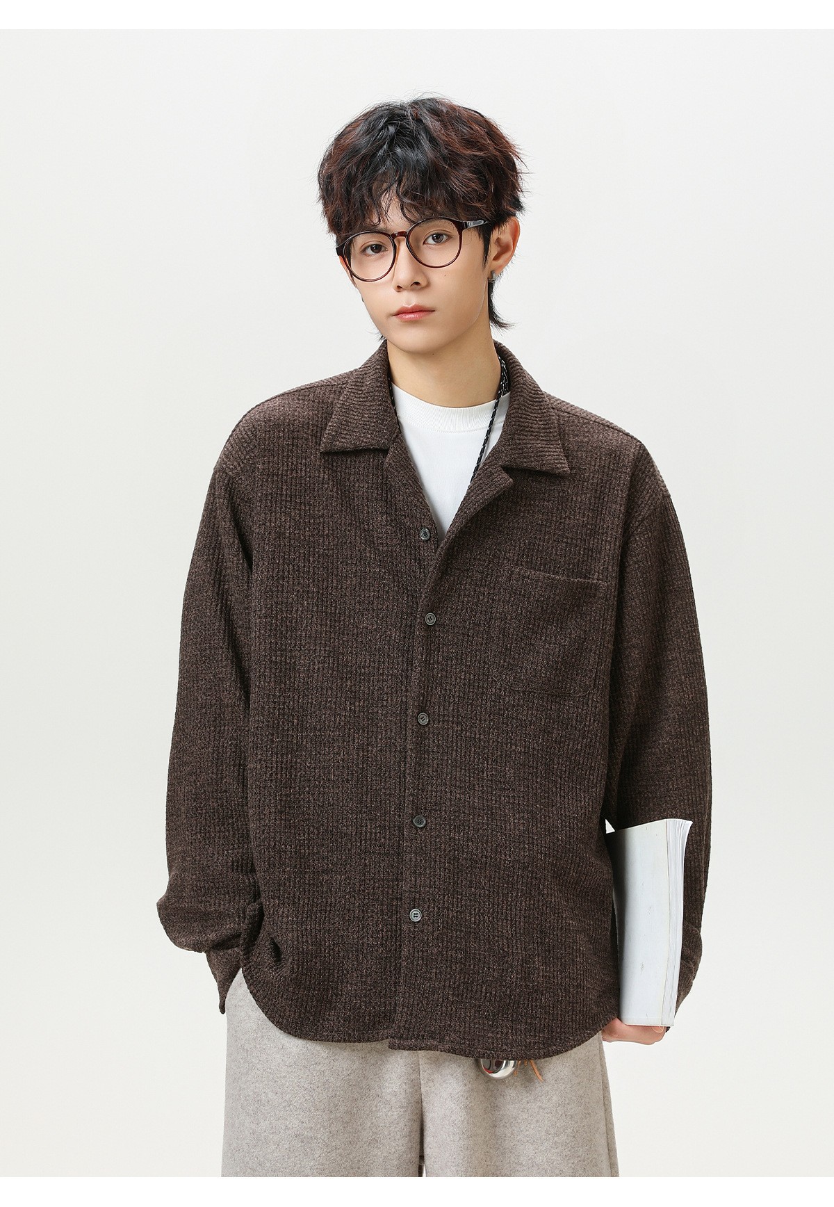 Retro Cuban Collar Long Sleeve Shirt Jacket Retro Cuban Collar Long Sleeve Shirt Jacket