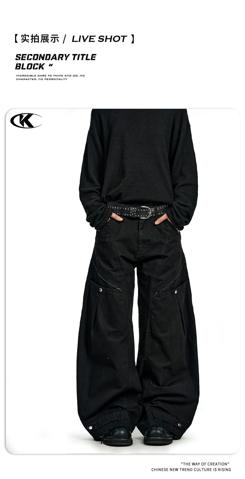 11KN Vintage Straight-Leg Multi-Pocket Cargo Pants