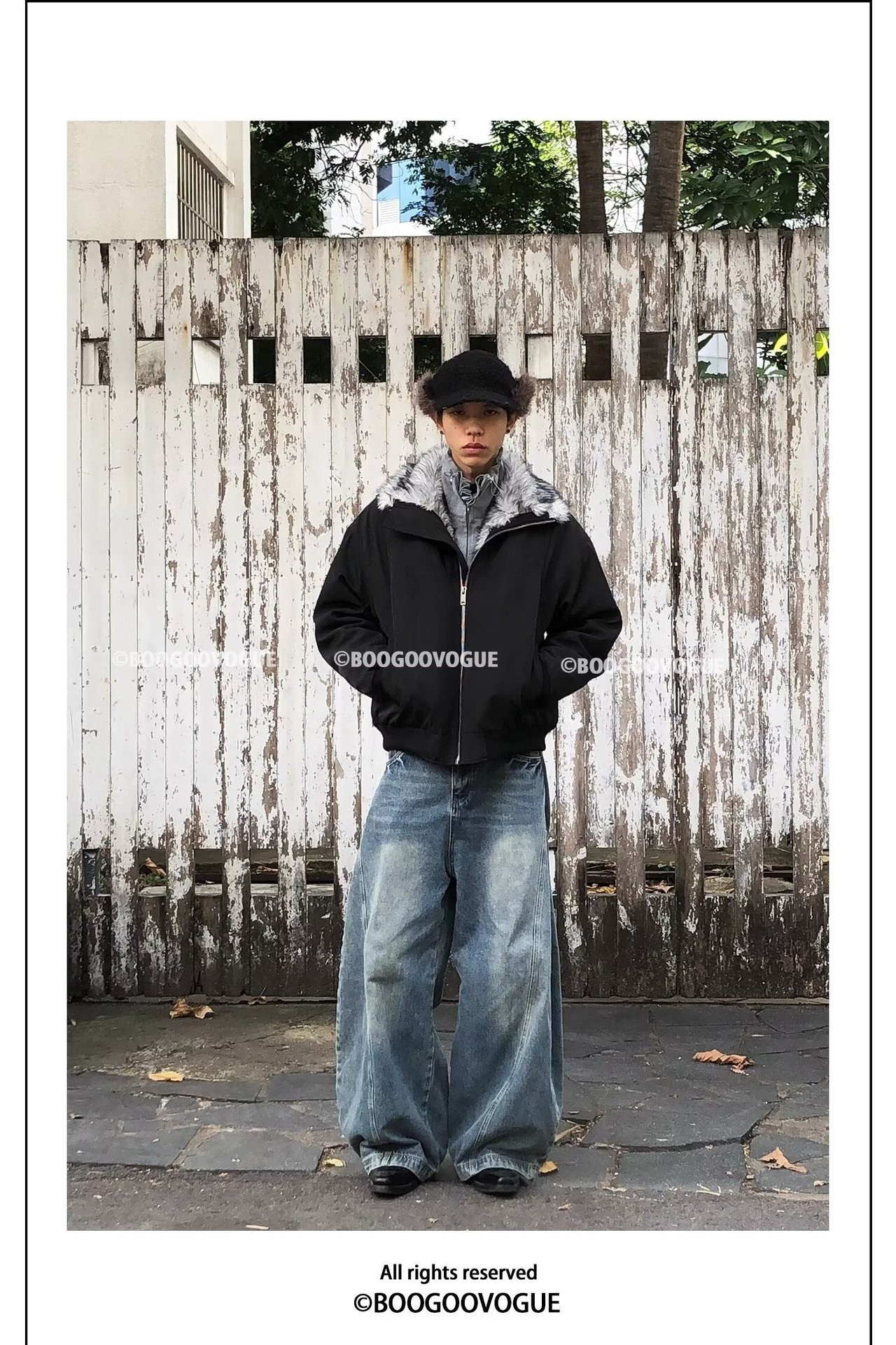 Vintage Cotton Padded Hooded Jacket with Removable Fur Collar Vintage Cotton Padded Hooded Jacket with Removable Fur Collar