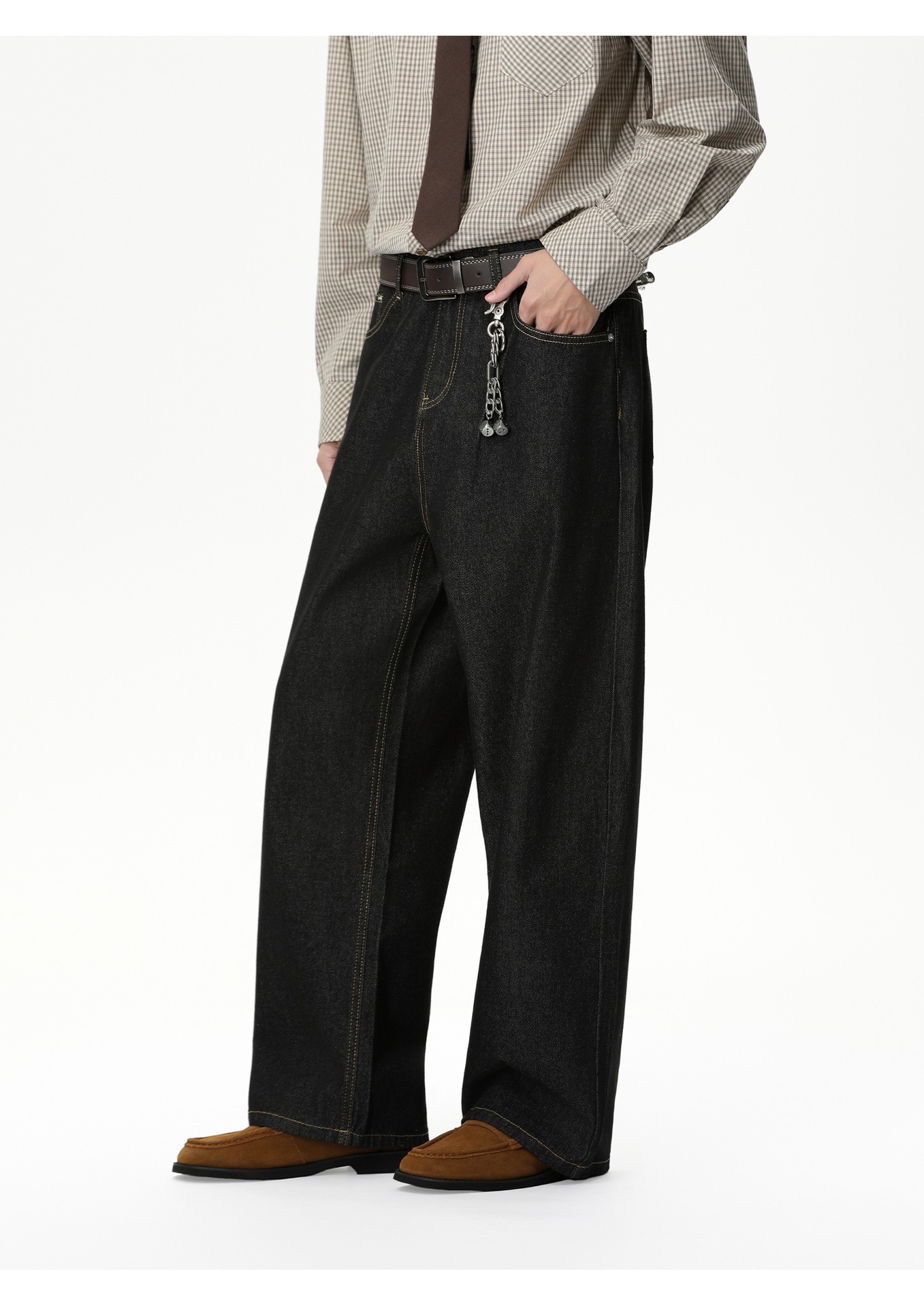 MTLCLOTHES Relaxed Wide-Leg Denim Jeans for Men