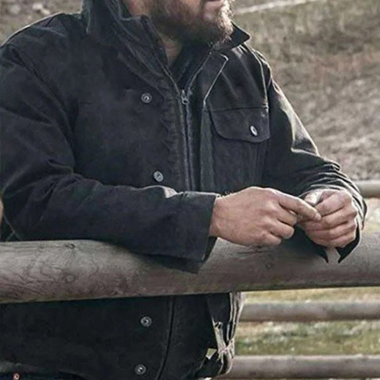 Men's Cotton Dad Jacket with Pocket Detail Men