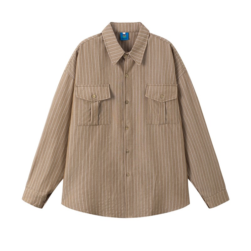 Japanese Vintage Striped Overshirt Unisex Long Sleeve