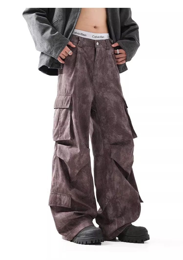 Textured Pleated Multi-Pocket Cargo Pants - Unisex Textured Pleated Multi-Pocket Cargo Pants - Unisex