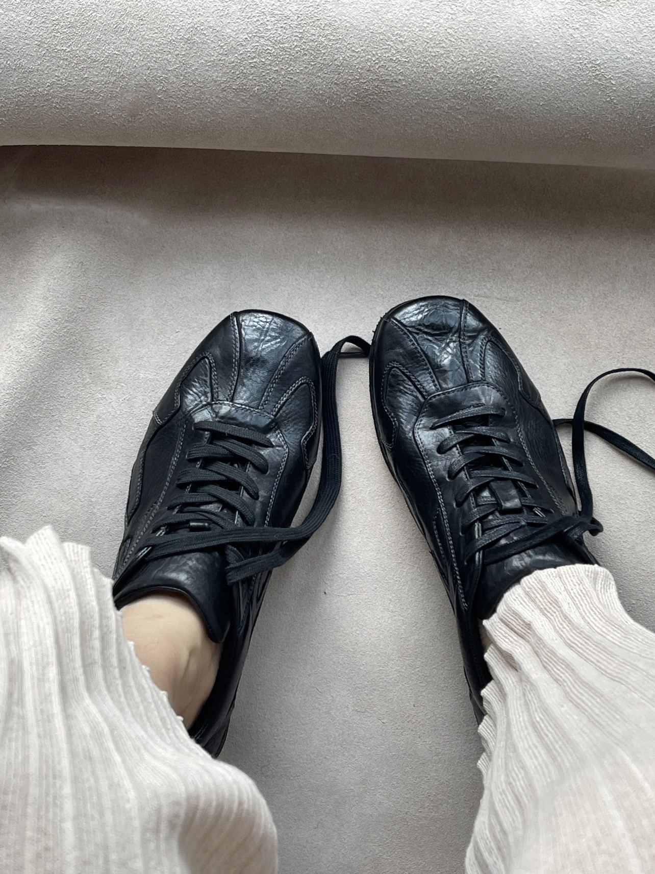 Handcrafted Washed Leather Casual Flat Lace-Up Shoes