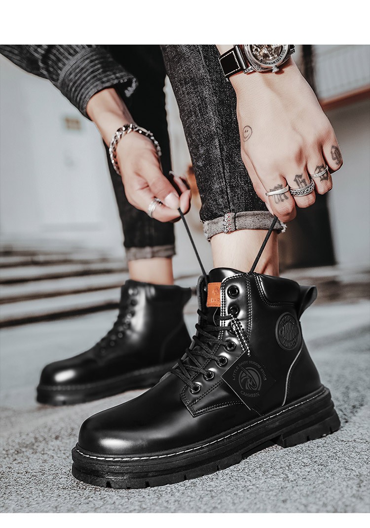 2025 Men's High-Top PU Leather Martin Boots 2025 Men