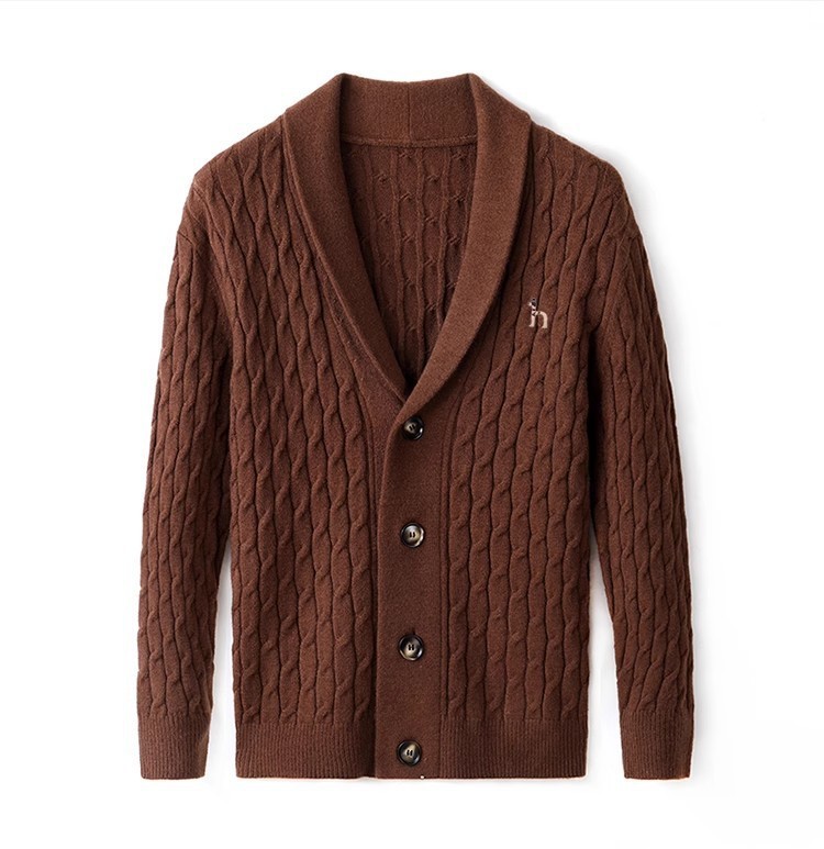 Premium 100% Wool Men’s Cardigan Sweater