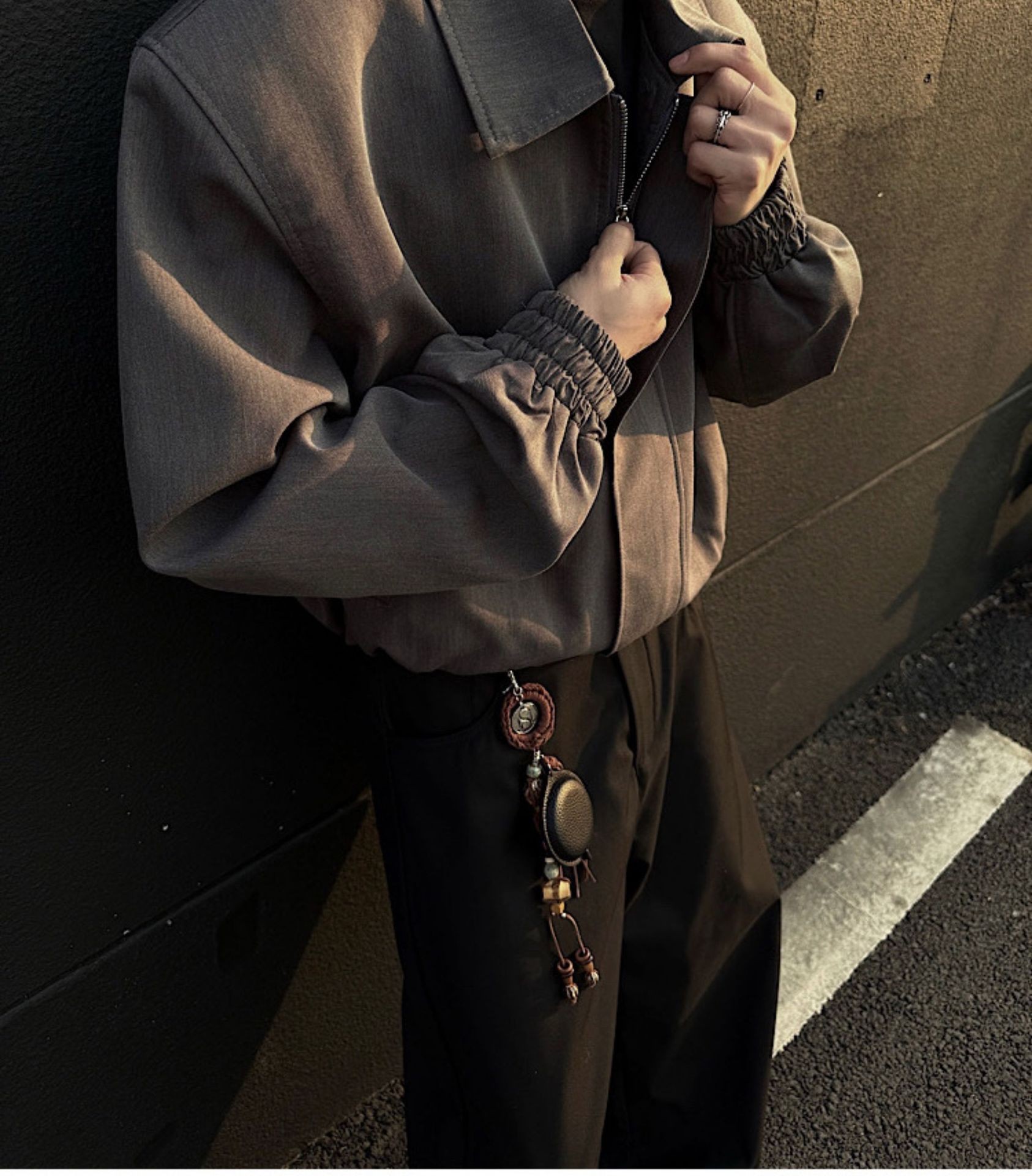 Men's Cleanfit Collared Shoulder-Pad Jacket Spring Autumn Men