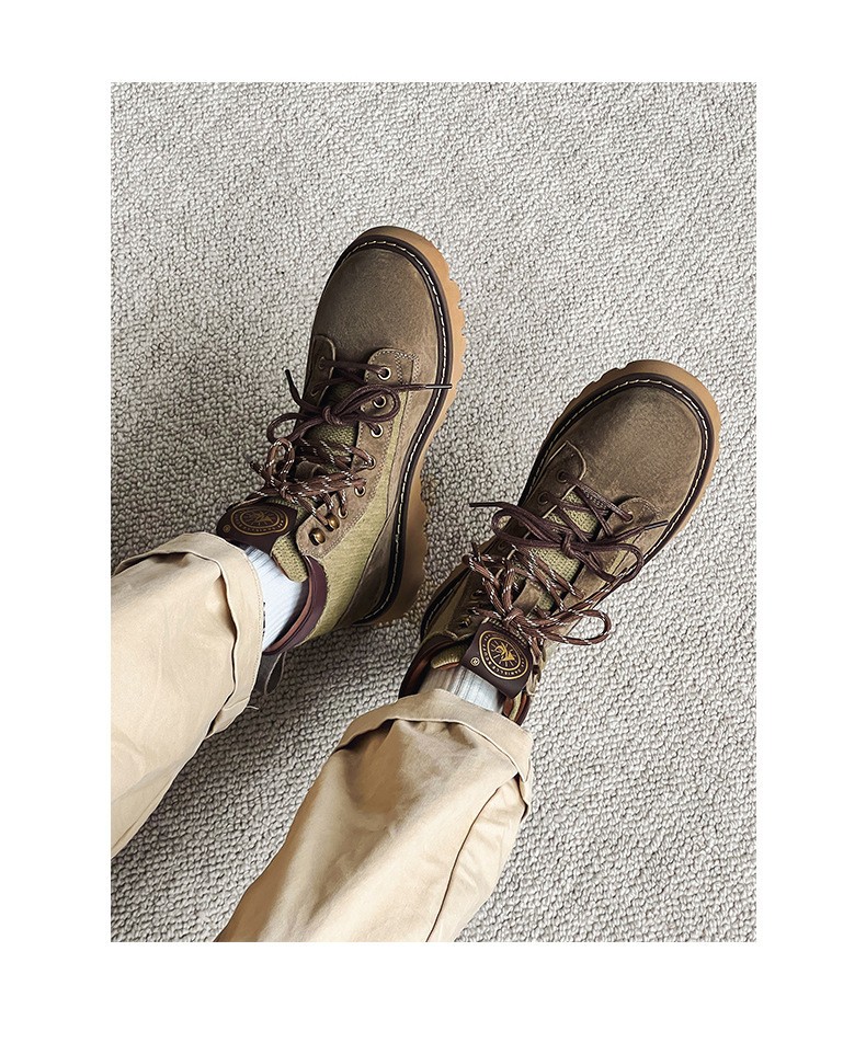 Unisex Classic Mid-Calf Leather Martin Boots