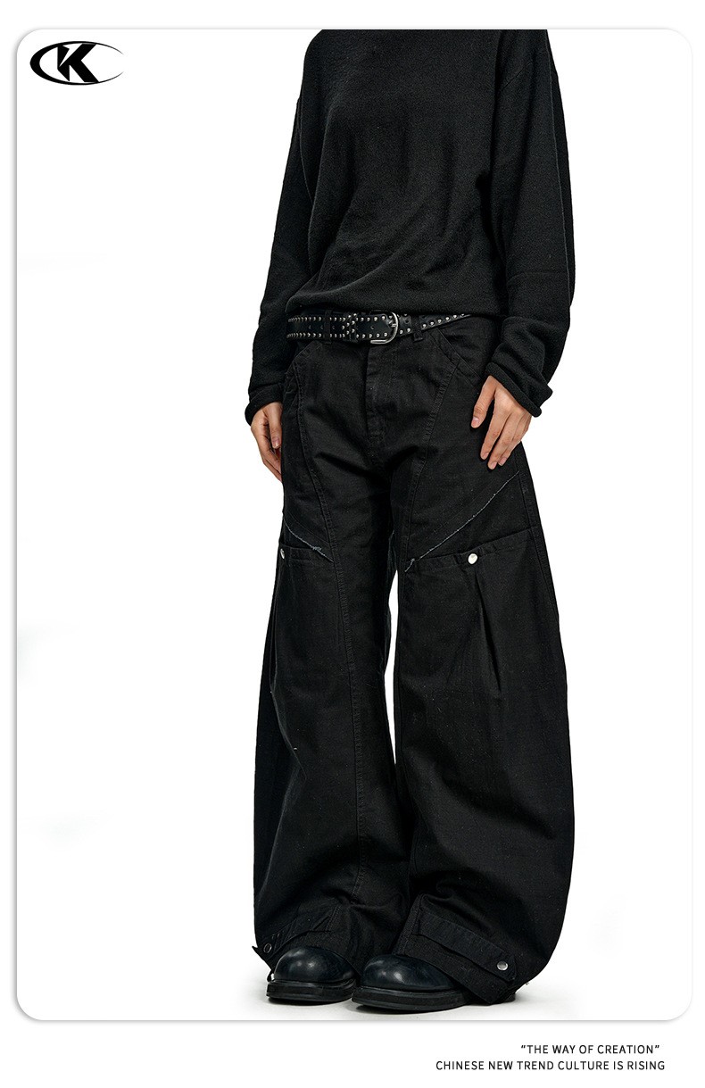 11KN Vintage Straight-Leg Multi-Pocket Cargo Pants