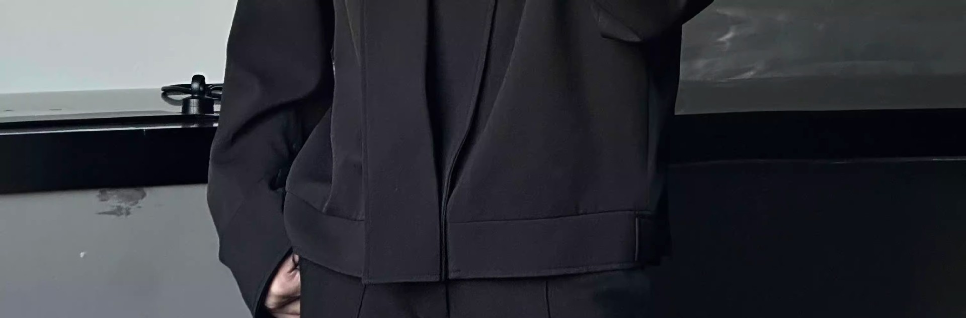 Black Collarless Casual Blazer for Men