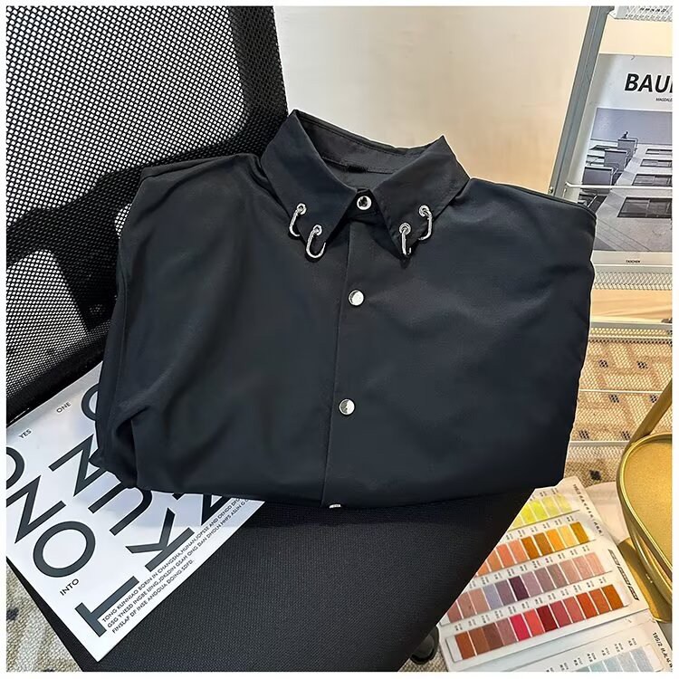 Heavyweight Deconstructed Shoulder White Shirt with Metal Buttons