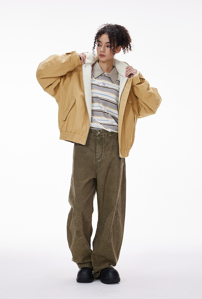 Inflation Detachable Collar Colorblock Cotton Jacket Inflation Detachable Collar Colorblock Cotton Jacket