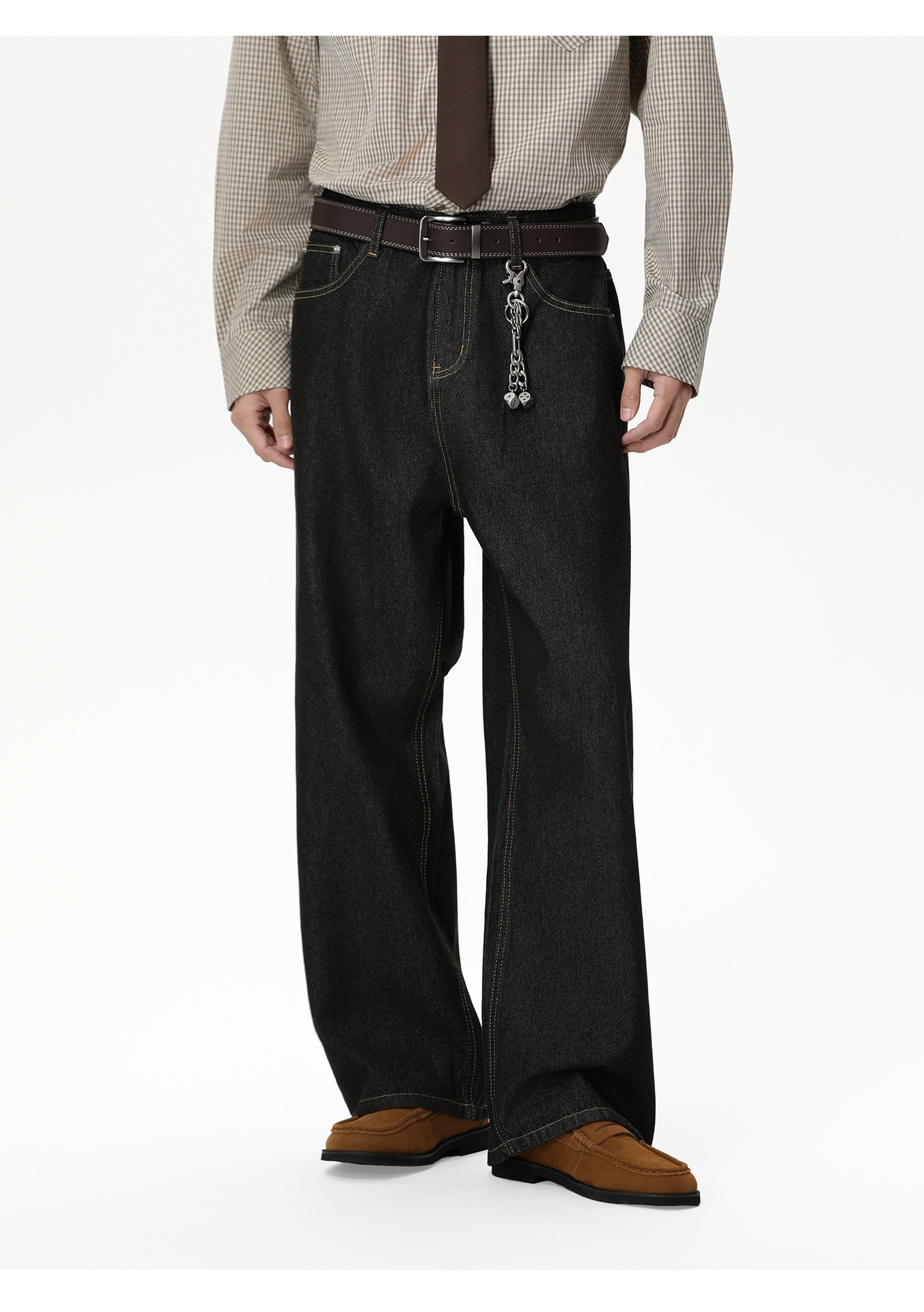 MTLCLOTHES Relaxed Wide-Leg Denim Jeans for Men