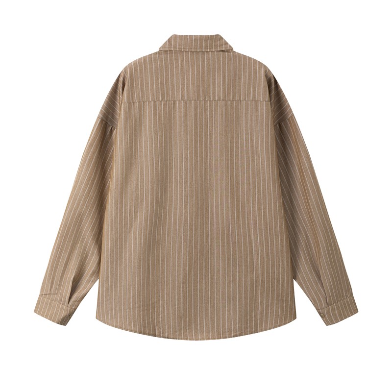 Japanese Vintage Striped Overshirt Unisex Long Sleeve
