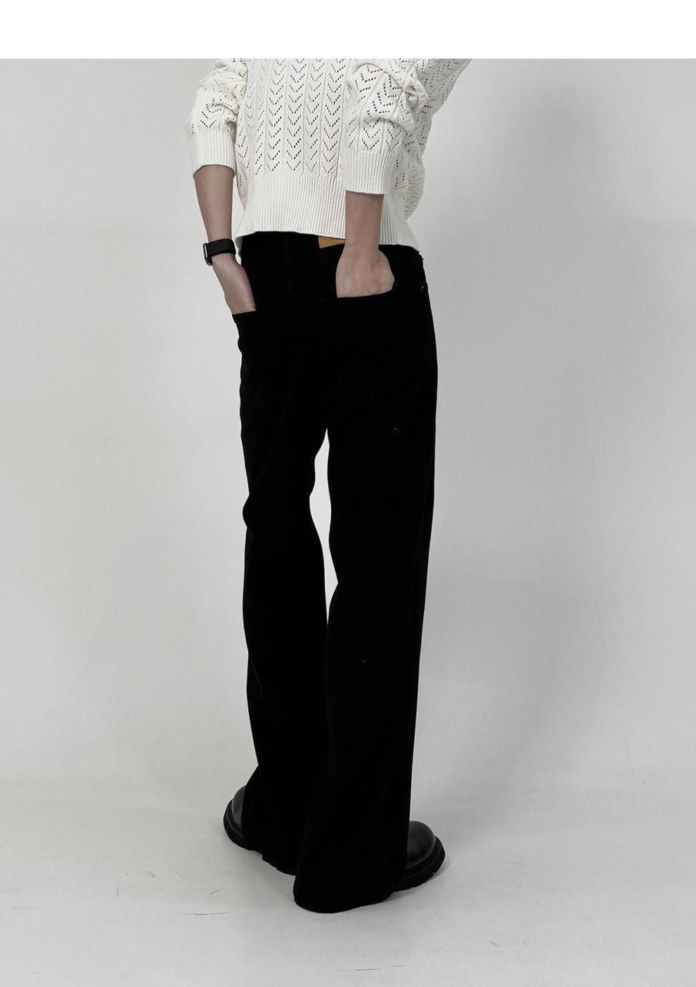 Men’s Straight Leg Washed Cotton Flared Jeans