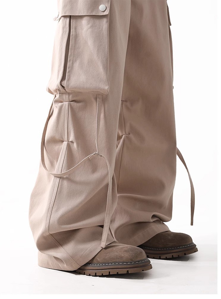 American Hip-Hop Cargo Workwear Pants with Belt