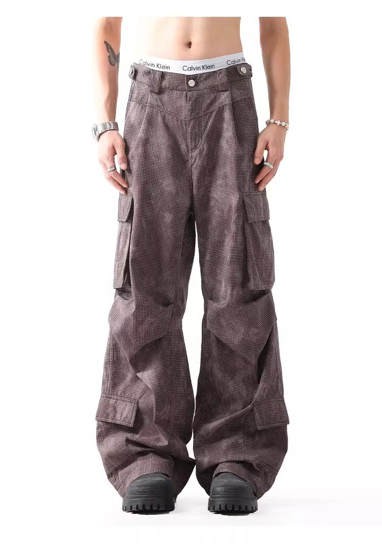 Textured Pleated Multi-Pocket Cargo Pants - Unisex Textured Pleated Multi-Pocket Cargo Pants - Unisex