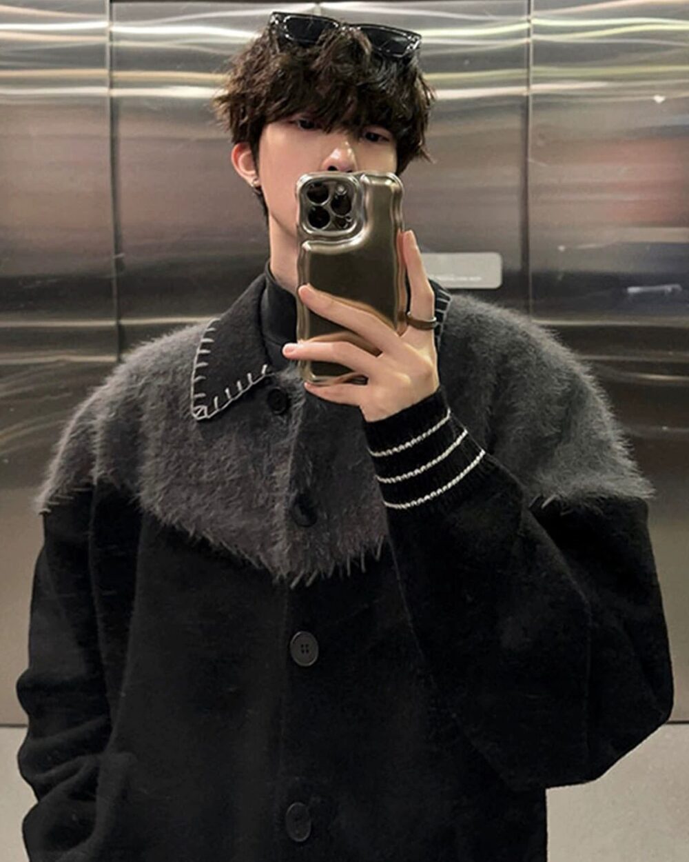 Men's Retro Colorblock Knit Cardigan Jacket
