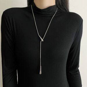Luxury Minimalist Snake Bone Chain Teardrop Pendant Necklace