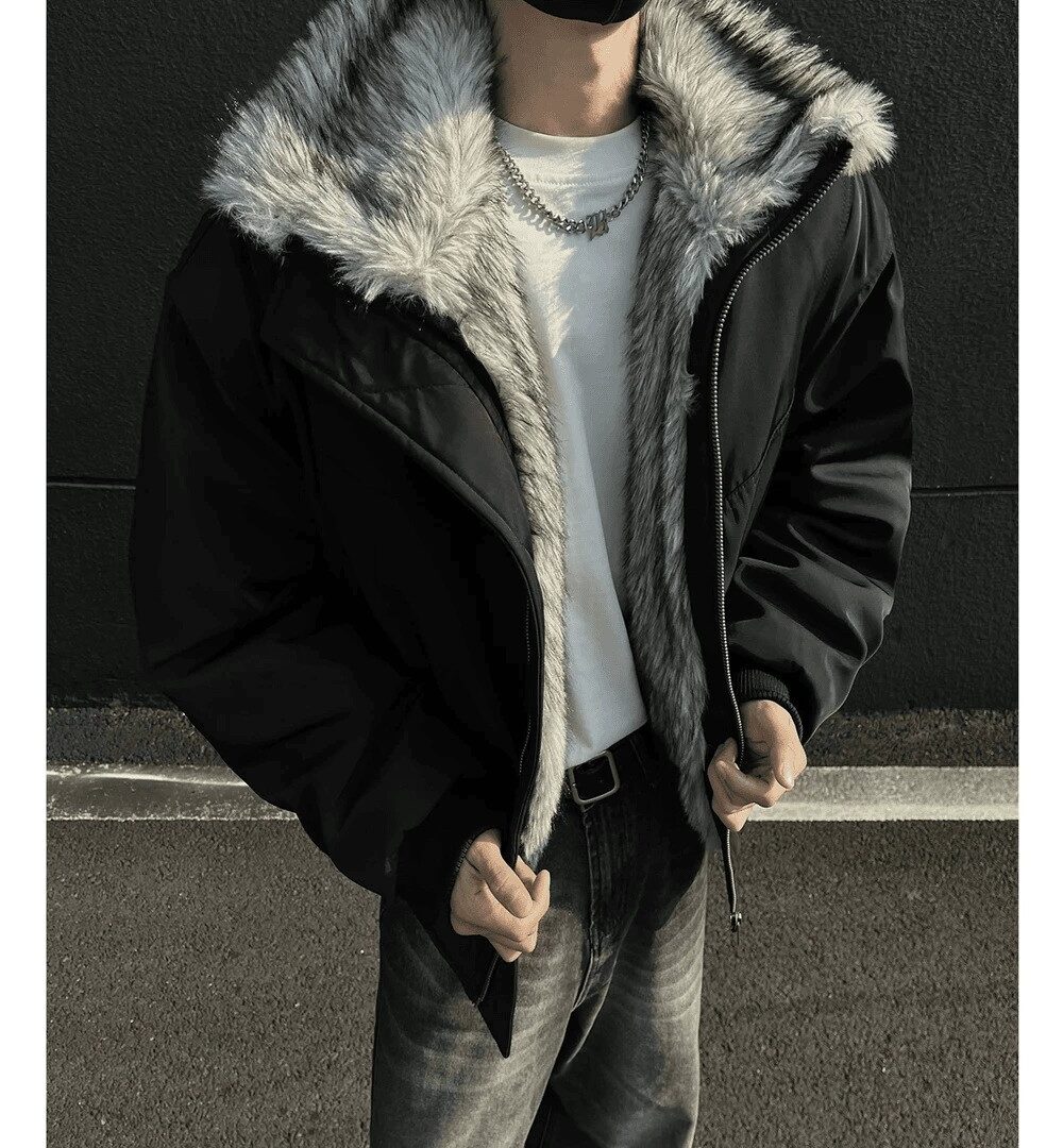 Men's Winter Hooded Fleece-Lined Puffer Jacket