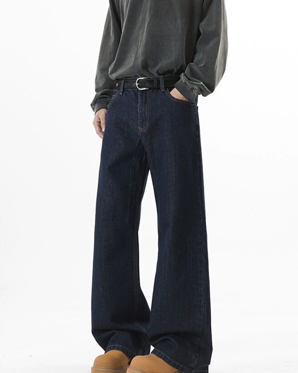Men's Loose Fit Washed Denim Straight Leg Jeans