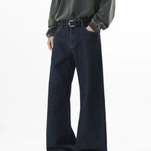 Men's Loose Fit Washed Denim Straight Leg Jeans