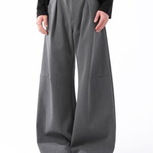 Cleanfit Gray Wide-Leg Wrinkle-Free Dress Pants