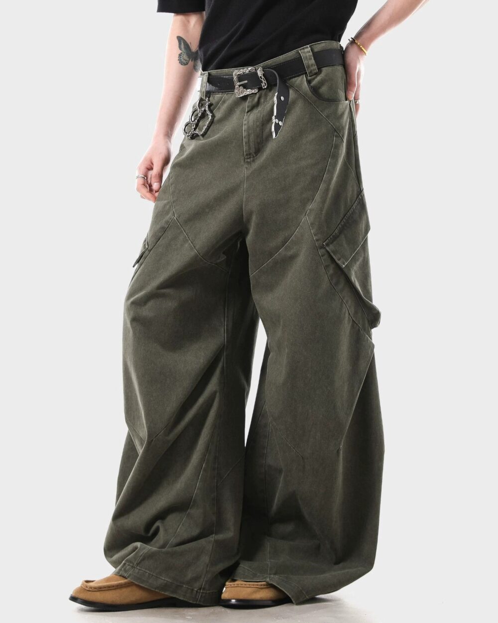 Vintage American Workwear Straight-Leg Cargo Pants