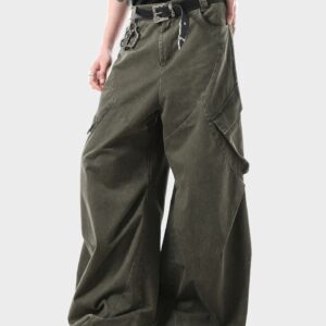 Vintage American Workwear Straight-Leg Cargo Pants