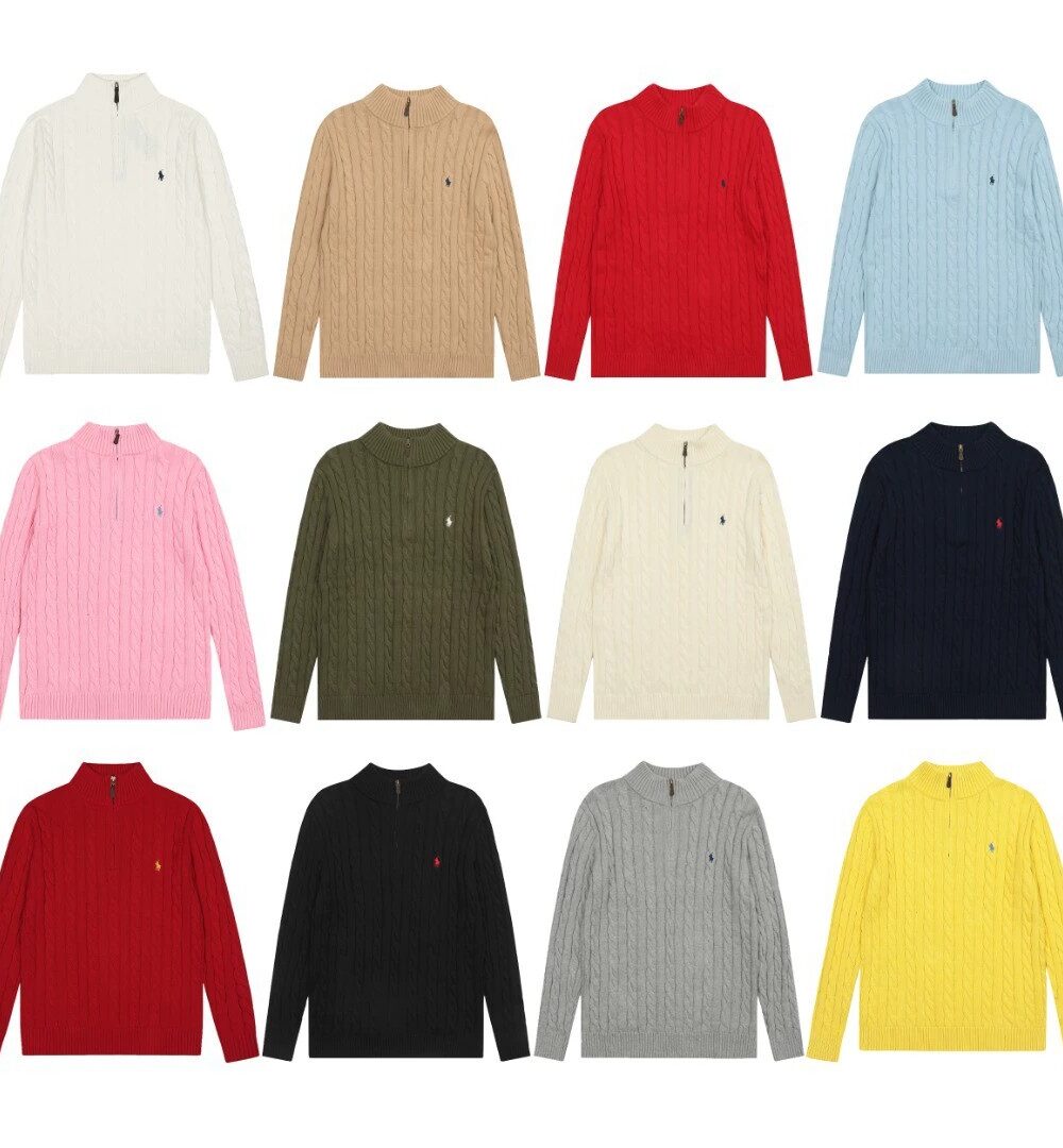 RL 12-Color Cotton Embroidered Knit Pullover Sweater