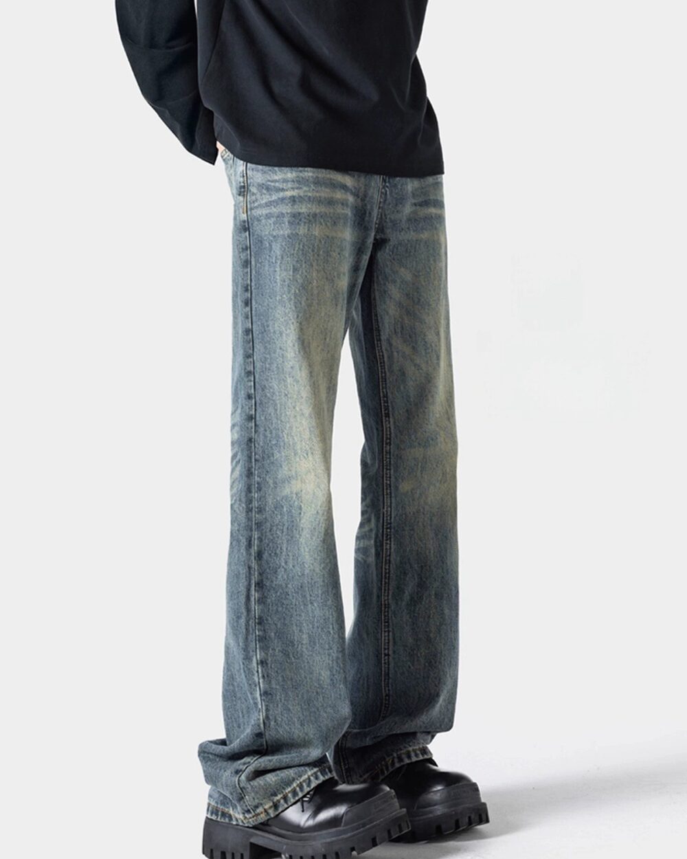 Men's Retro Blue Denim Straight Fit Jeans
