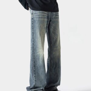 Men's Retro Blue Denim Straight Fit Jeans