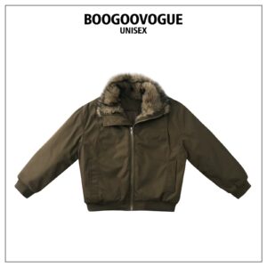 Vintage Cotton Padded Hooded Jacket with Removable Fur Collar