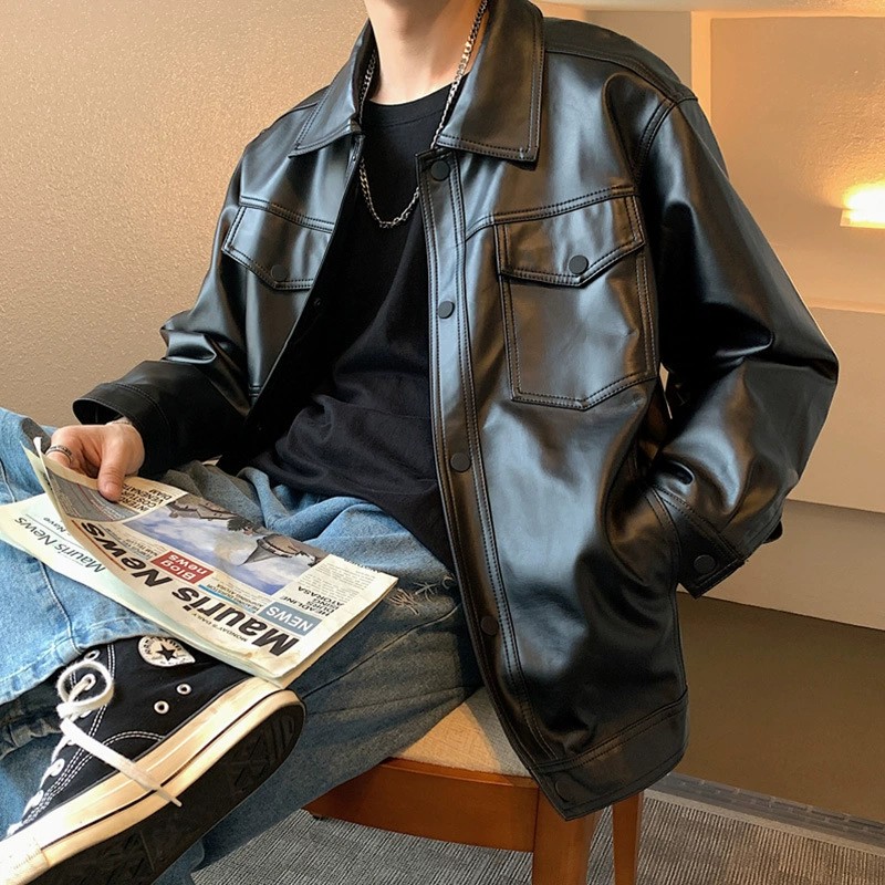 main_1 Men's Spring Loose Fit Moto Leather Jacket