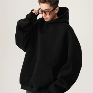 Heavyweight Boxy Hooded Fleece Pullover Sweatshirt