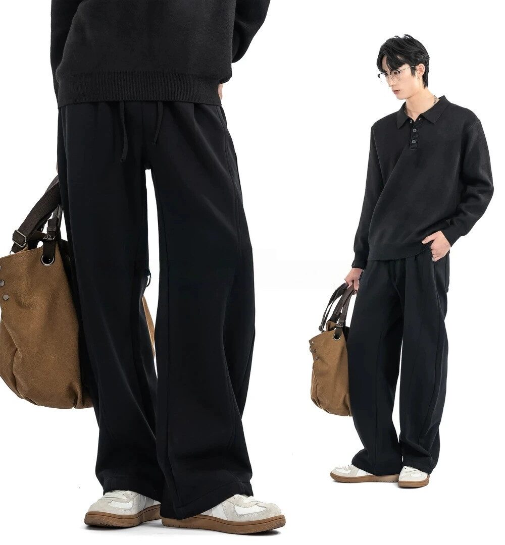 Unisex Casual Drawstring Straight-Leg Joggers