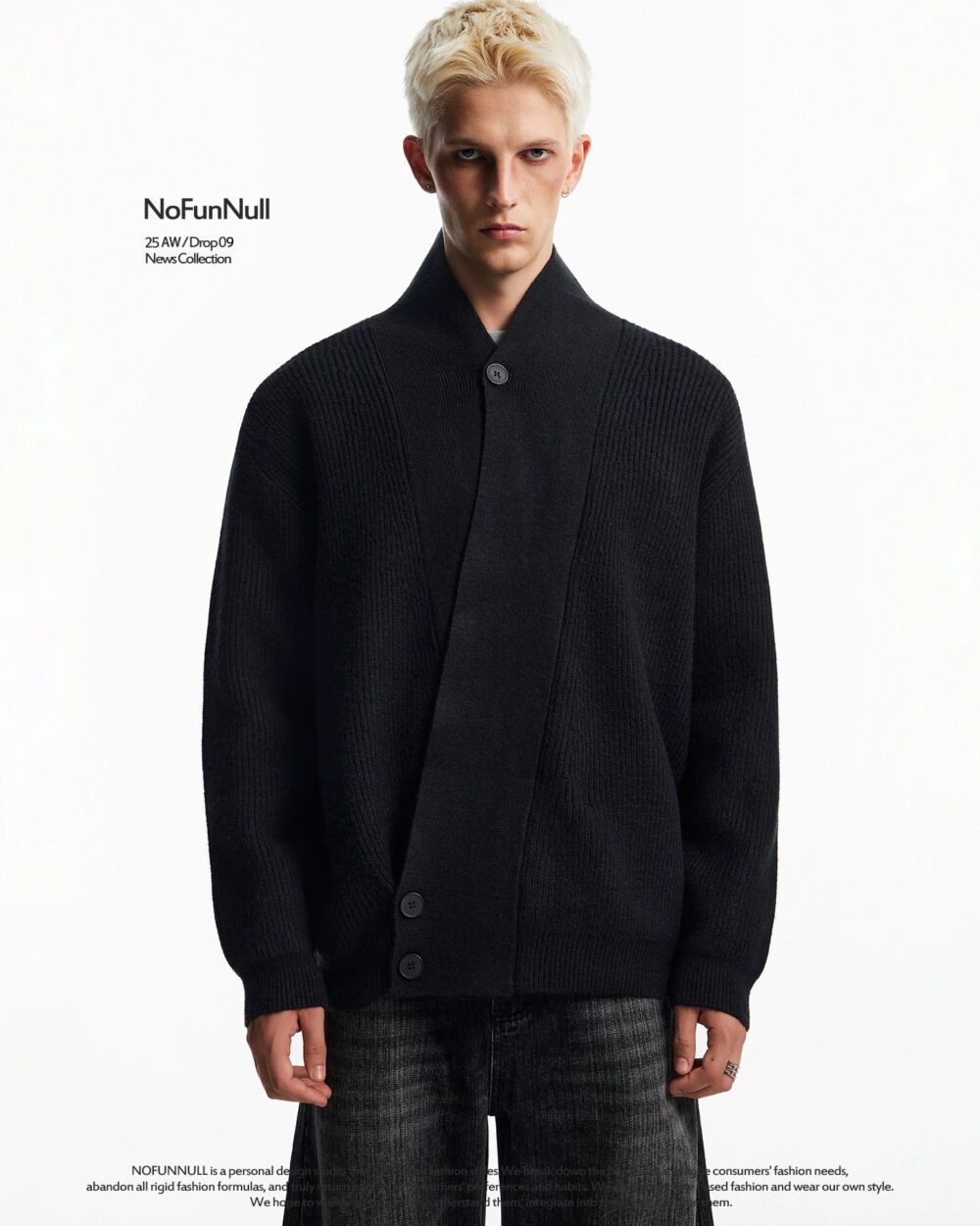 Men's Asymmetric Button V-Neck Knit Cardigan