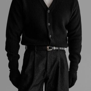 Men's V-Neck Loose Knit Cardigan Sweater