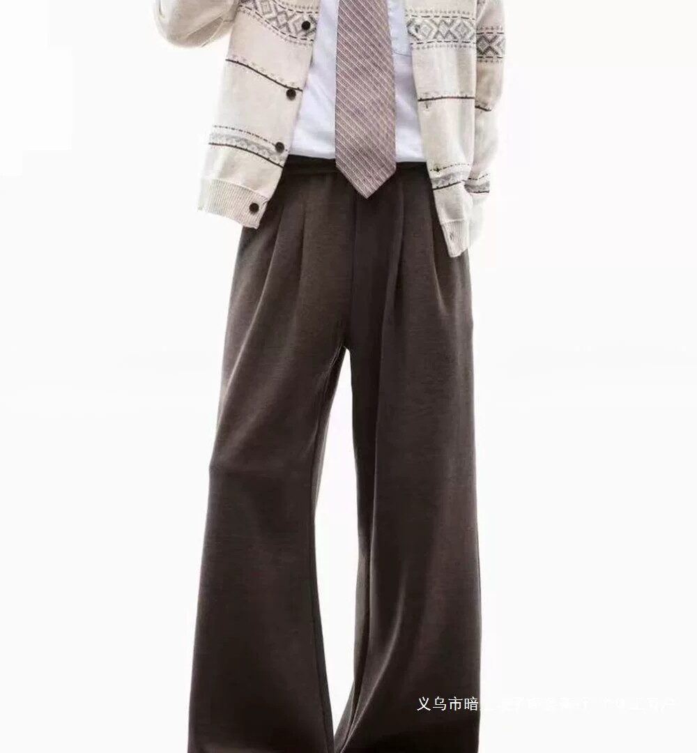 Vintage Thick Flannel Wide-Leg Bamboo Fiber Pants