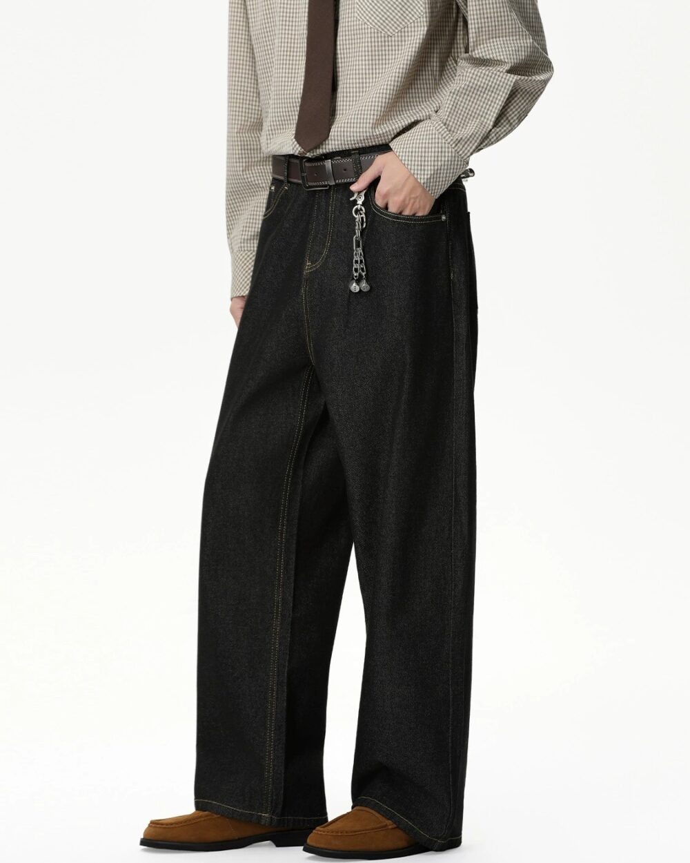 MTLCLOTHES Relaxed Wide-Leg Denim Jeans for Men