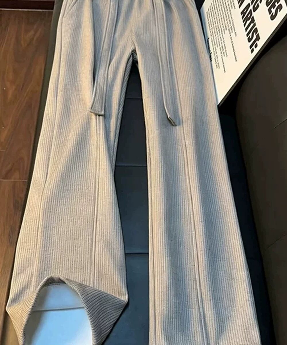 Men's High-Waist Slim Straight Fleece Lined Pants