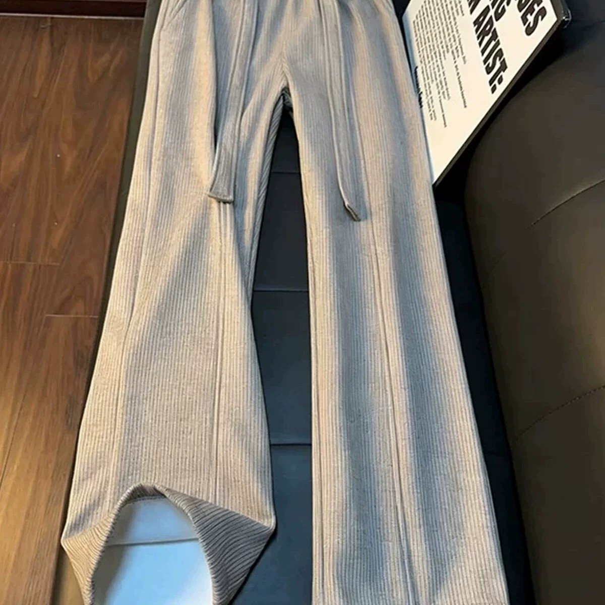 main_1 Men's High-Waist Slim Straight Fleece Lined Pants