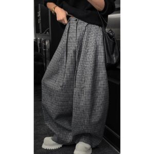Men's Retro Plaid Loose Straight Casual Pants