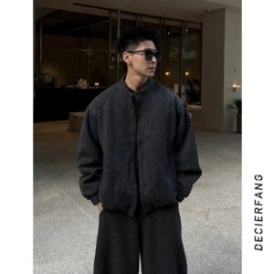 Men's Winter Wool Blend Down Jacket with Hood