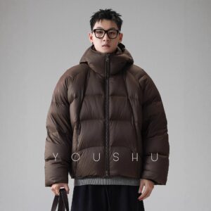 310g White Duck Down Windproof Hooded Winter Jacket