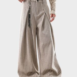 Men's American Vintage Loose Stripe Pleated Trousers