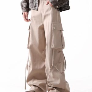 American Hip-Hop Cargo Workwear Pants with Belt